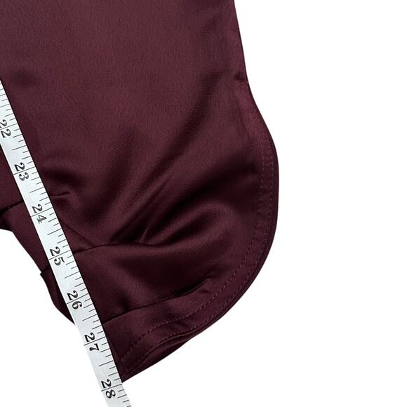 NEW Satin Ankle Trousers Silk Tulip Hem With Pockets Quiet Luxury, Port, size 8 - Picture 4 of 11